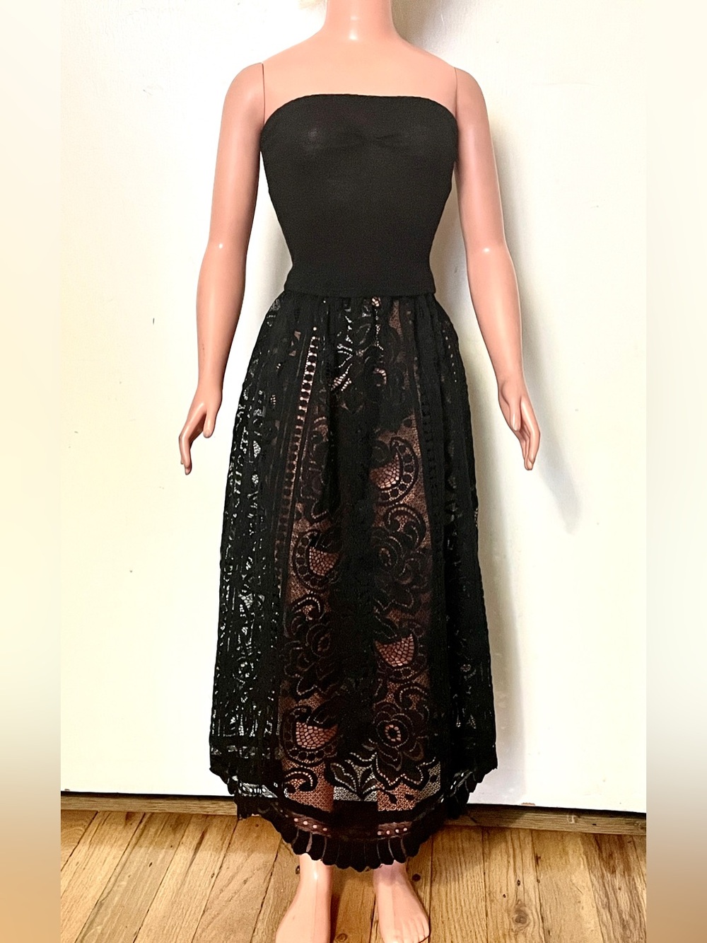 Black top and long black lace skirt. For My Size Barbie Doll. New, Nice